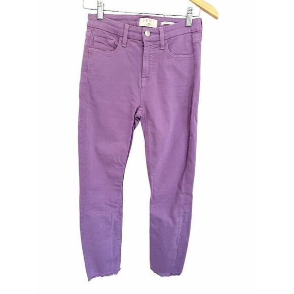 Jen 7 By 7 For All Mankind Women's Purple Jeans Raw Hem Cropped Skinny Size 2 - Picture 1 of 8